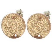 Round 15 mm acrylic earstuds - Bronze glitter x2