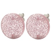 Round 15 mm acrylic earstuds - Old rose glitter x2