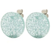 Round 15 mm acrylic earstuds - Blue frosted glitter x2