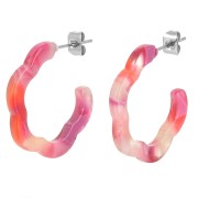 25x24mm Acetate flower hoop earrings - Tortoiseshell - Fuchsia x 2