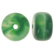 14.5x9mm large-hole roundel beads in acrylic - Dark green marbled x20