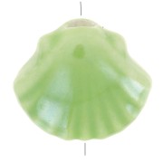 10x12mm Ceramic shell beads - Iridescent light green x5
