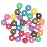 Assortment of 8.5x7 mm flattened round beads in stained bone - Multicolor x35g