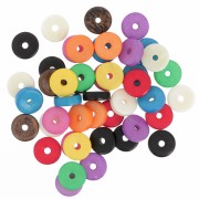 Assortment of heishi 12x4 mm round beads in stained bone - Multicolor x60g