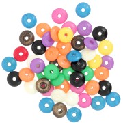 Assortment of heishi 9.5x3 mm round beads in stained bone - Multicolor x24g