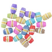 Assortment of 12x8 mm olive beads in stained bone - Multicolored - Gold x20