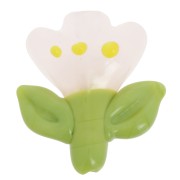 21.5x20mm Glass flower bead - Light pink - Green x1