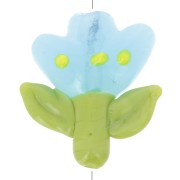 21.5x20mm Glass flower bead - Blue - Green x1