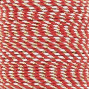 1.5mm Braided cotton cord and metallic thread - Red - White - Gold x1m