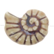 20x16mm Ceramic shell beads - Beige - Marbled brown x1