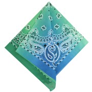 100% cotton Bandan - Cashmere pattern - Tie and Dye - Dark green - Green - Blue x1