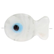 20x13mm Glass fish bead - Transparent - White x1
