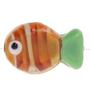 20x13mm Glass fish bead - Brown - Light green x1