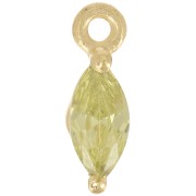 9.5x3mm navette charm with zirconium oxide - Fine gold plated - Light green