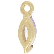 9.5x3mm navette charm with Zirconium oxide - Fine gold plated - Violet x1