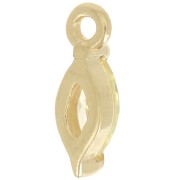 9.5x3mm navette charm with Zirconium oxide - Fine gold plated - Yellow x1