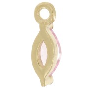 9.5x3mm navette charm with Zirconium oxide - Fine gold plated - Rose x1