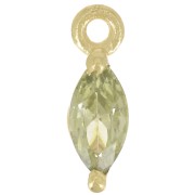 9.5x3mm Shuttle Charm with Zirconium Oxide - Fine gold plated - Green x1