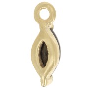 9.5x3mm navette charm with Zirconium oxide - Fine gold plated - Black x1