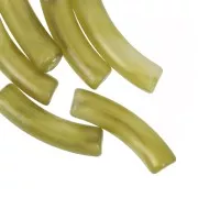Green Olive - 32x8mm Curved tube beads in translucent acrylic - Marbled olive pearl x6 32x8mm Curved tube beads in translucent acrylic - Marbled olive pearl x6