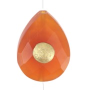 17x13mm Bead drop ethnic pattern gemstone tinted Carnelian Fine gold plated x1