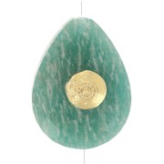 17x13mm Bead drop ethnic pattern Amazonite gemstone - Fine gold plated x1