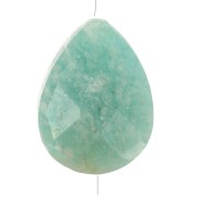 14x10mm Bead drop ethnic pattern gemstone - Amazonite - Fine gold plated x1
