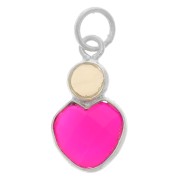 Heart pendant 9x9 mm Pink Chalcedony and cabochon 4mm Moonstone - 925 Sterling Silver