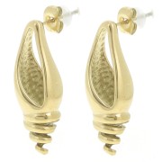 31x11mm 304L stainless steel Hollow shell earrings - Gold x2