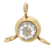 Stainless steel Gold 304L Spacers 3 rings 6 mm zirconium oxide - Crystal x1