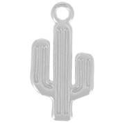 25x13mm Cactus pendant - Antique fine silver plated x1