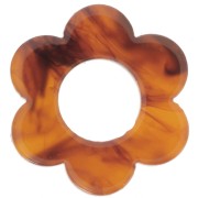 18mm Acetate Flower Pendant - Amber Marbled - Dark Brown x1