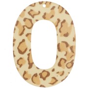 Oval hollowed-out 47x34 mm acrylic pendant - Beige Cheetah - Light Brown x1