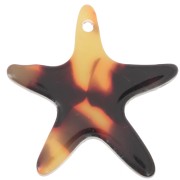 20mm Acetate Starfish Pendant - Tortoiseshell - Brown - Black x1