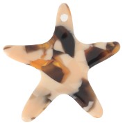 20mm Acetate Starfish Pendant - Tortoiseshell - Salmon - Brown x1