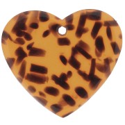 21x18mm Acetate Heart Pendant - Terrazzo Brown - Black x1