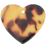 21x18mm Acetate Heart Pendant - Tortoiseshell - Brown - Black x1
