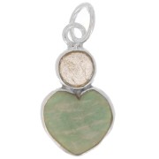 9x9 mm Amazonite heart pendant with 4 mm Labradorite cabochon - 925 Sterling Silver x1
