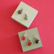 9x9 mm Amazonite heart pendant with 4 mm Labradorite cabochon - 925 Sterling Silver x1