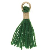 12mm Imitation cotton tassel with bead attachment - Gold - Emerald green x1