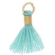 12mm Imitation cotton tassel with bead attachment - Gold - Turquoise x1