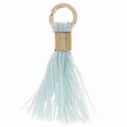 12mm Imitation cotton tassel with bead attachment - Gold - Light blue x1