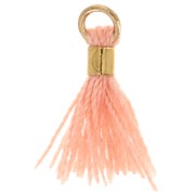 12mm Imitation cotton tassel with bead attachment - Gold - Salmon x1