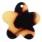 19mm acetate flower charm - Tortoiseshell - Brown - Black x1