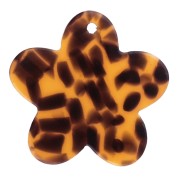19mm acetate flower charm - Terrazzo Brown - Black x1