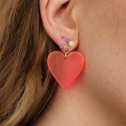 14x15.5mm Acrylic heart earstuds - Black x2