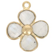 16mm gemstone flower pendant - Fine gold plated - Moonstone x1