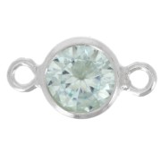 4.5mm 925 Sterling Silver Round Spacers with Zirconium Oxide - Aquamarine x1