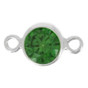 4.5mm 925 Sterling Silver Round Spacers with Zirconium Oxide - Green x1