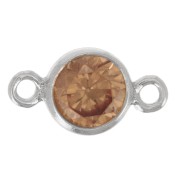 4.5mm 925 Sterling Silver Round Spacers with Zirconium Oxide - Champagne x1